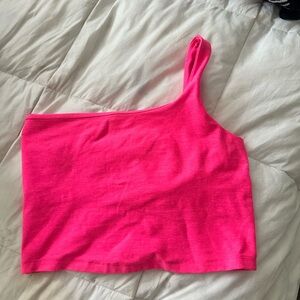 Beyond yoga hot pink space dye one shoulder top